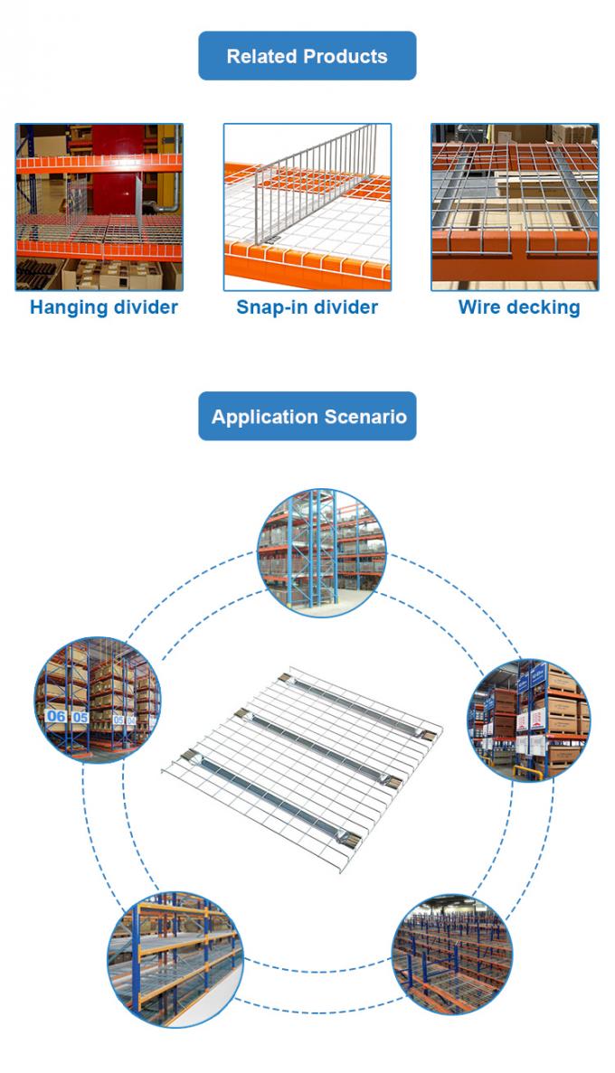 گالوانیزه استیل پالت ریک سیم عرشه 50 * 100mm 100 * 100mm شبکه میش برای قفسه 2